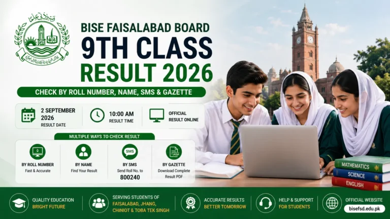 BISE Faisalabad 9th Class Result 2026 – Check by Roll Number, Name & SMS