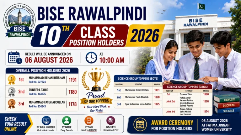 BISE Rawalpindi 10th Class Position Holders 2026 Officially Announced