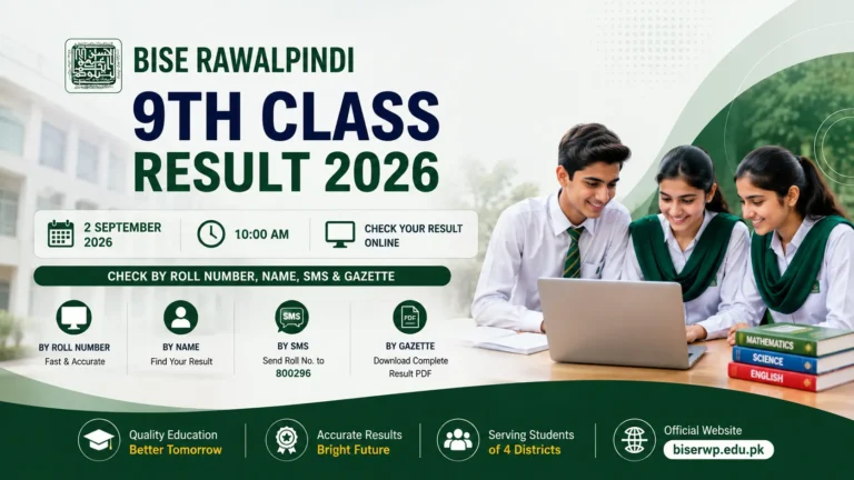 BISE Rawalpindi 9th Class Result 2026 – Check SSC Part 1 Marks Online By Roll No