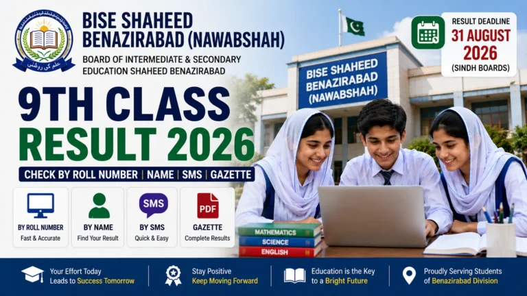 BISE Shaheed Benazirabad 9th Class Result 2026 – Check SSC Part 1 Result Online
