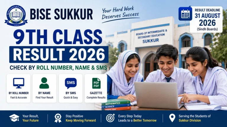 BISE Sukkur 9th Class Result 2026 – Check by Roll Number, Name, SMS & Gazette