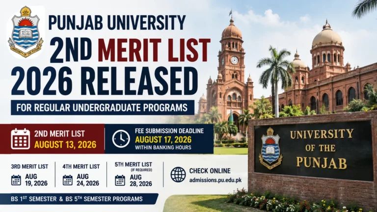 Punjab University 2nd Merit List 2026 Released for Undergraduate Admissions