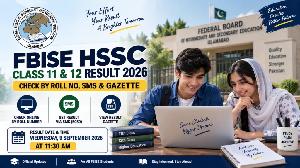 FBISE HSSC 1st & 2nd Year Result 2026 – Check by Roll Number, SMS & Gazette