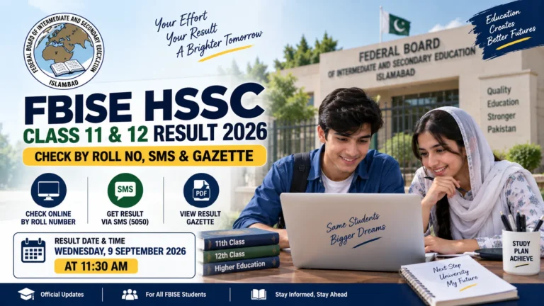 FBISE HSSC 1st & 2nd Year Result 2026 – Check by Roll Number, SMS & Gazette