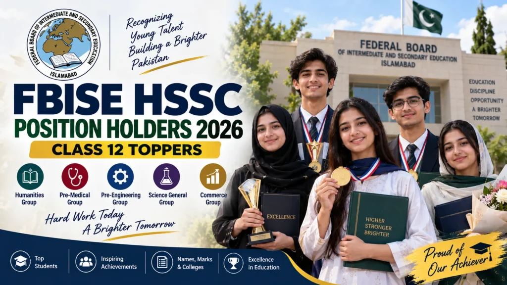 FBISE HSSC Part 2 Position Holders 2026 – Check Toppers, Marks & Colleges